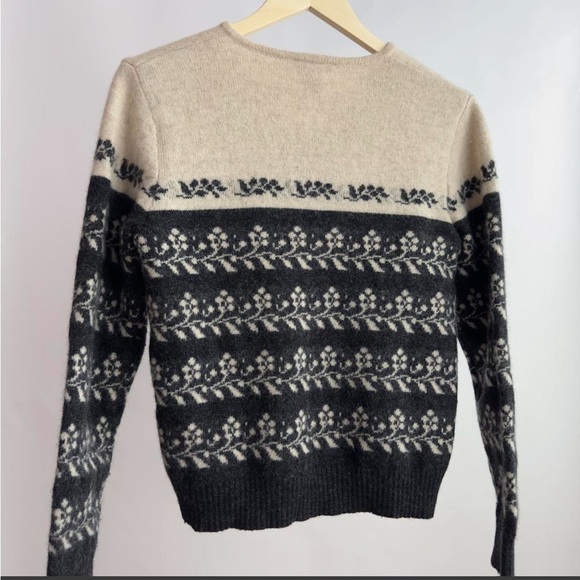 Ann Taylor black and cream floral patterned sweater V-neck Retro Chic vintage - Picture 5 of 6